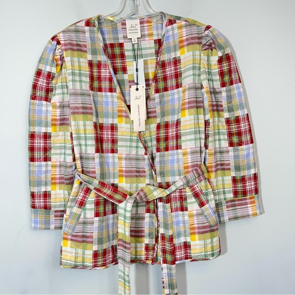 NWT CINQ A SEPT Triss Quilted Patchwork Organic Cotton Wrap Jacket Belt XS Boho - Picture 7 of 16